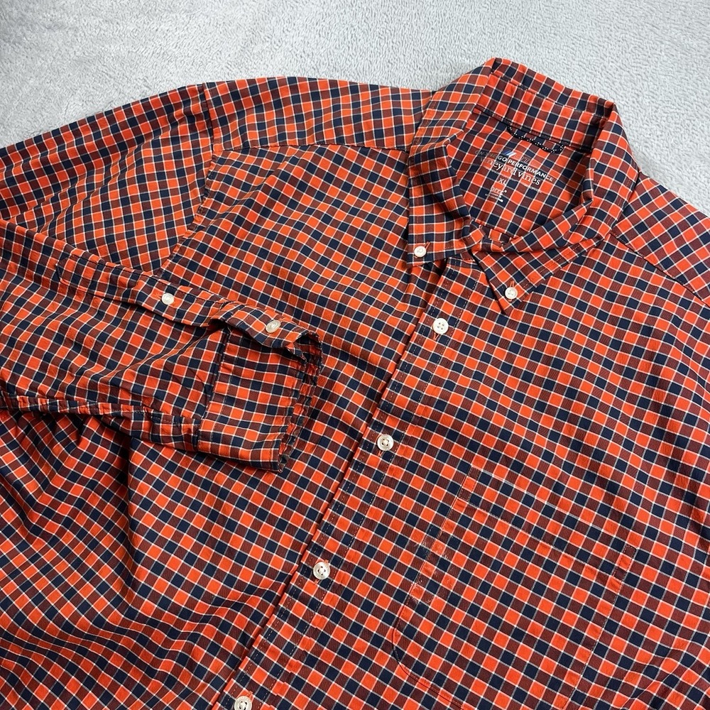 Vineyard Vines Shirt Men XL On The Go Performance OTG Brrr Button Up Orange